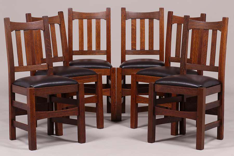 Set of 6 Stickley Brothers #379 1/2 Dining Chairs c1905 (1 of 6)