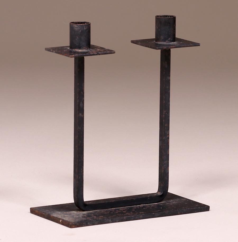 Arts & Crafts Hand-Forged Iron Double Candlestick (1 of 4)