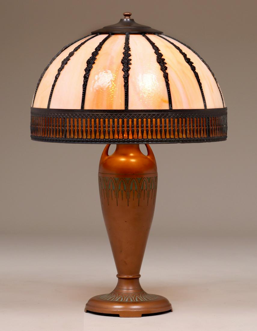 Moe Bridges Curved Glass Panel Lamp c1910 (1 of 2)