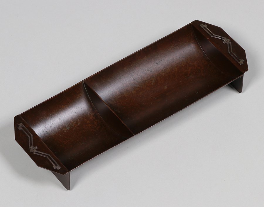Heintz Sterling on Bronze Pen Tray c1915 (1 of 3)