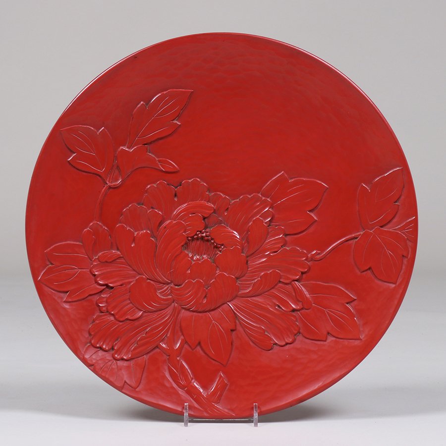 Japanese Red Lacquer Kamakura-Bori Tray c1910 (1 of 4)