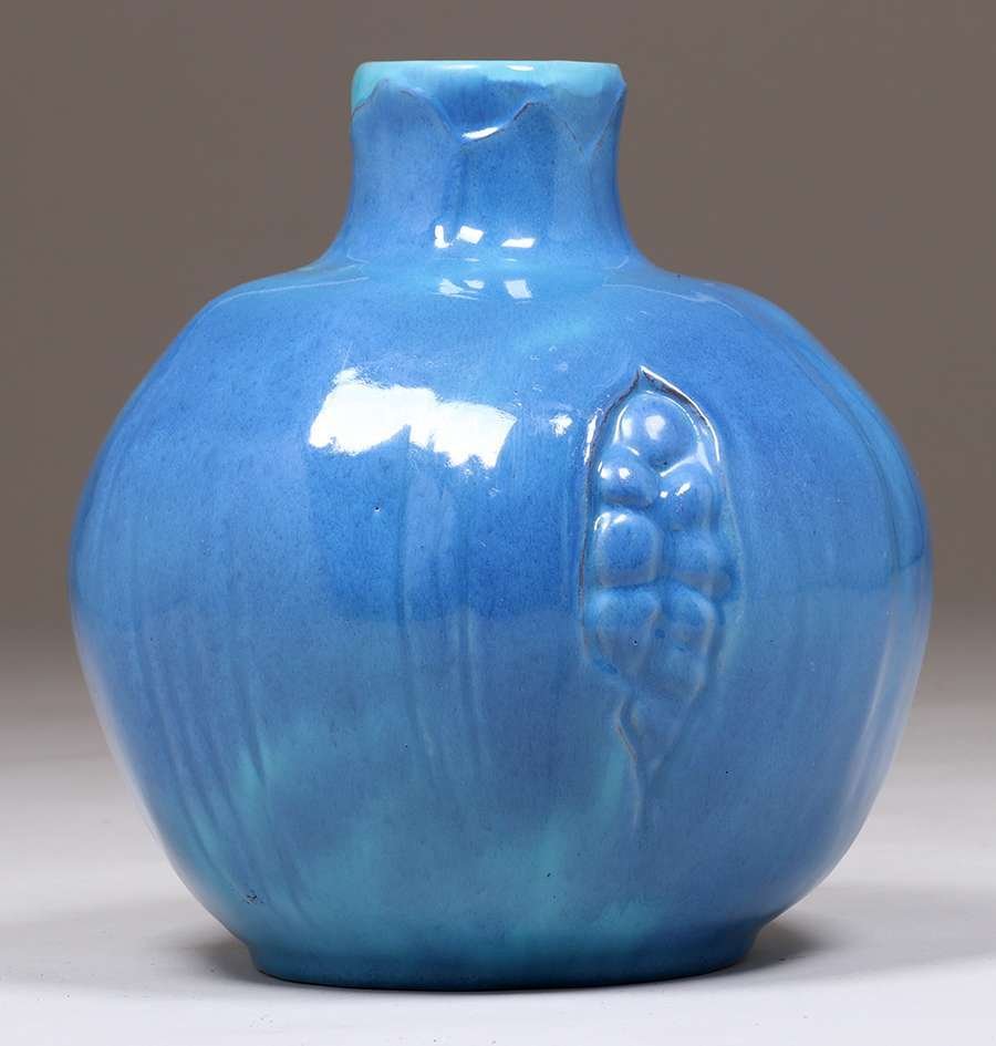 Large California Faience Blue Pomegranate Vase c1920s (1 of 3)