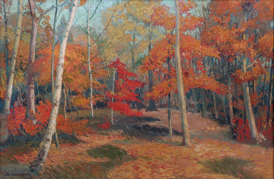 Edwin Waldecker Painting Autumn Trees c1920s (1 of 4)