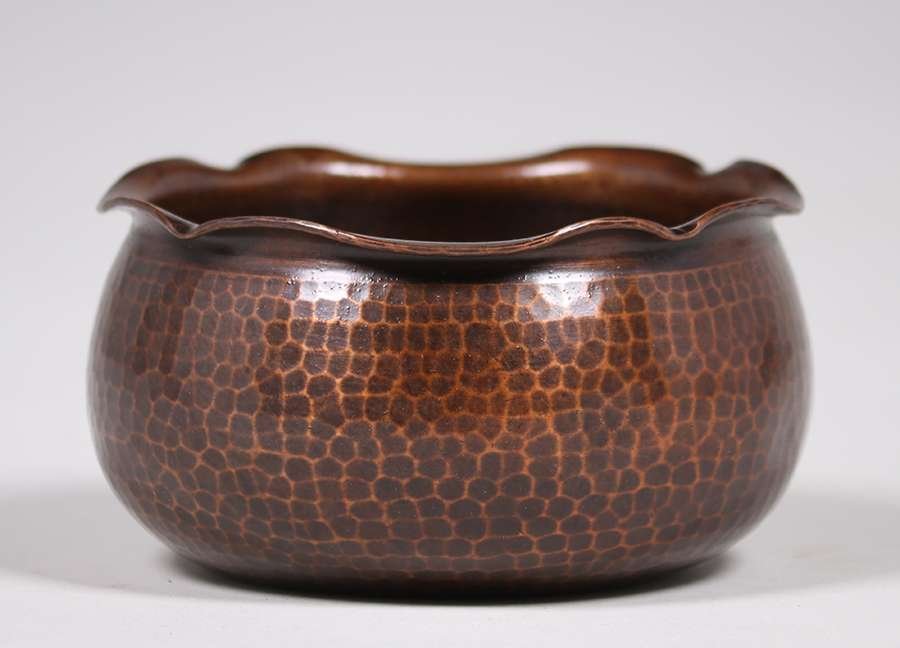 Roycroft Hammered Copper Ruffled Rim Bowl (1 of 2)