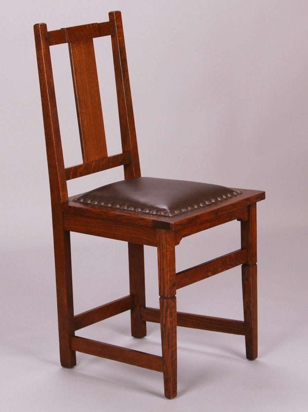 Limbert Side Chair c1915: Limbert Side Chair c1915. Signed. Excellent original finish. Rock-solid sturdy. 35.5″h x 16″w x 16.5″d. Spend $5000 or more at this auction and all of your SHIPPING IS FREE within th