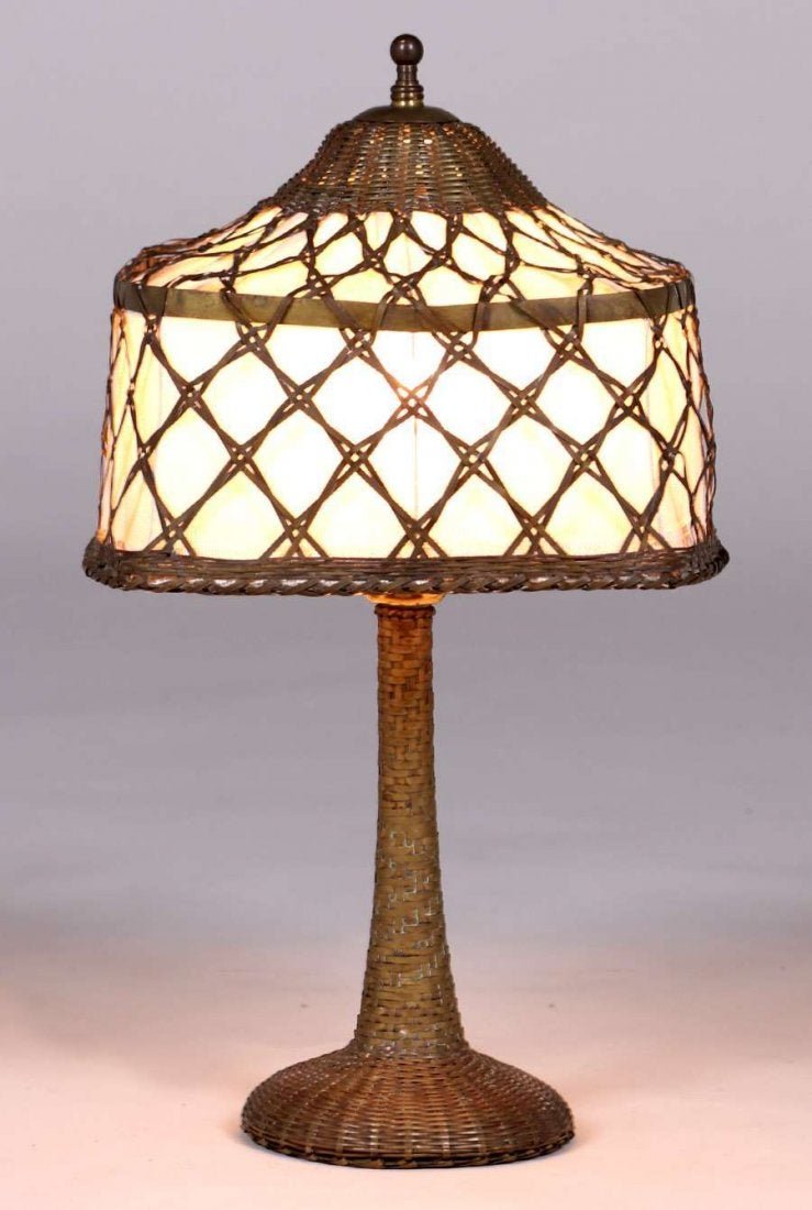 Arts & Crafts Woven Brass Lamp c1910 (1 of 3)