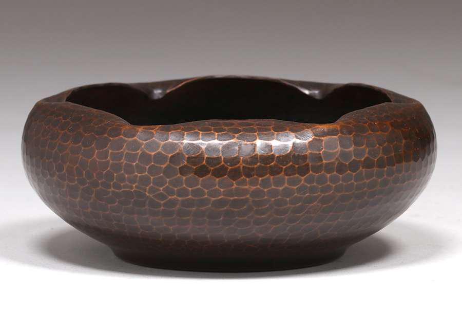 Roycroft Hammered Copper Ruffled Rim Bowl c1920s (1 of 2)