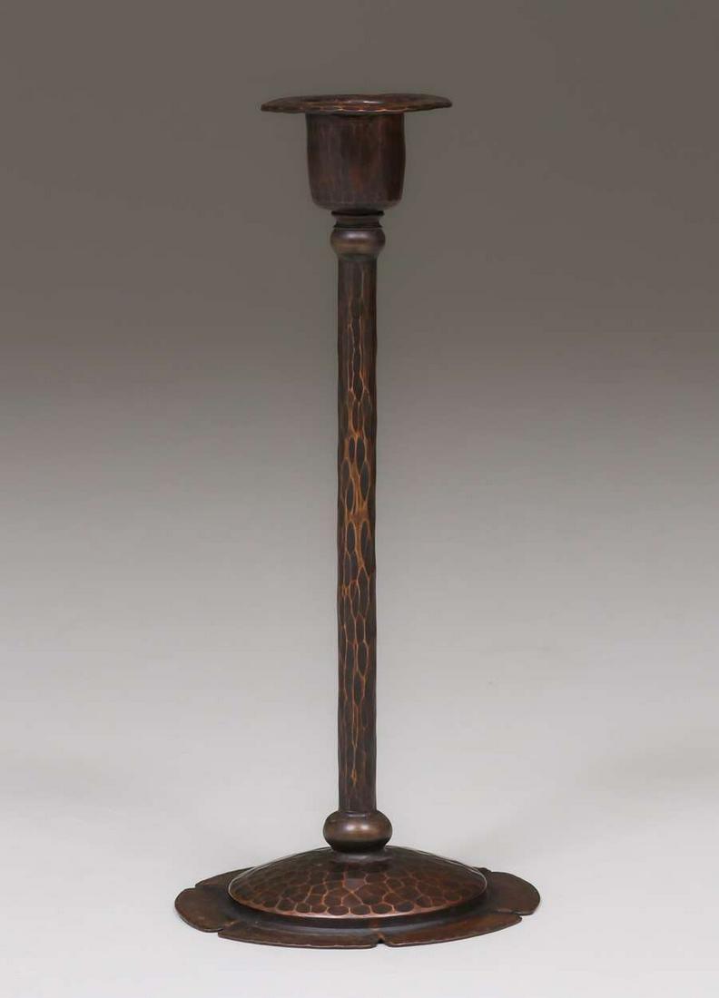 Single Roycroft Hammered Copper Candlestick (1 of 3)