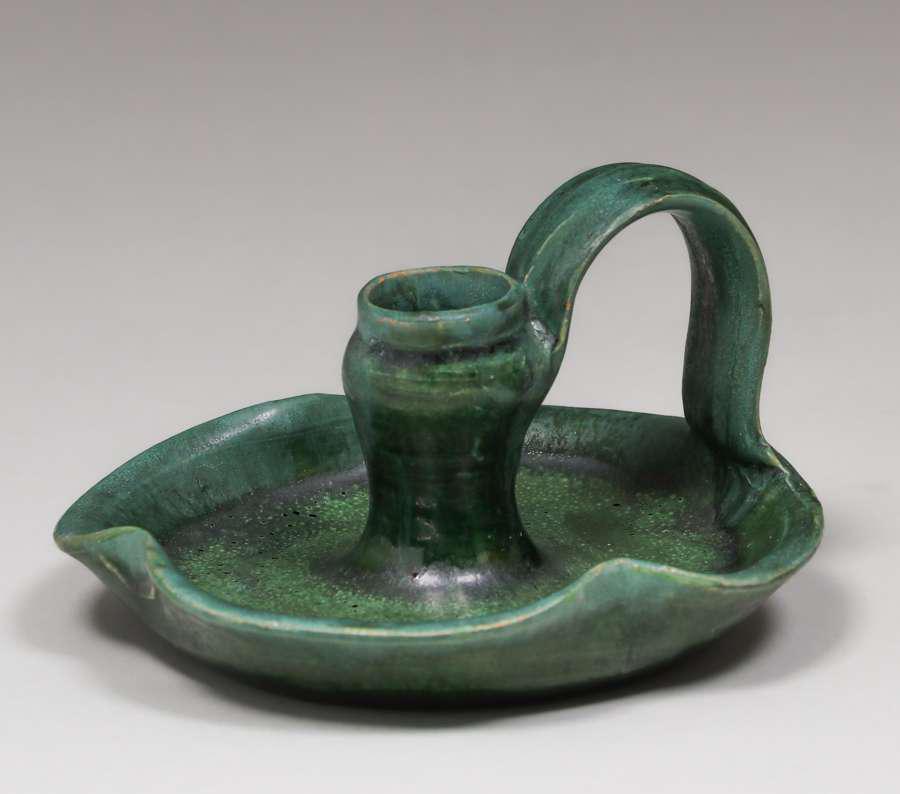Volkmar Pottery Matte Green Candlestick c1905 (1 of 3)