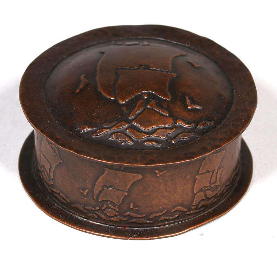 Boston Arts & Crafts Hammered Copper Acid-Etched (1 of 3)