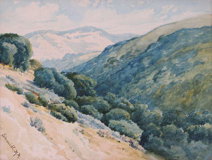 Marius A. Schmidt Watercolor Marin Hills c1920s (1 of 4)