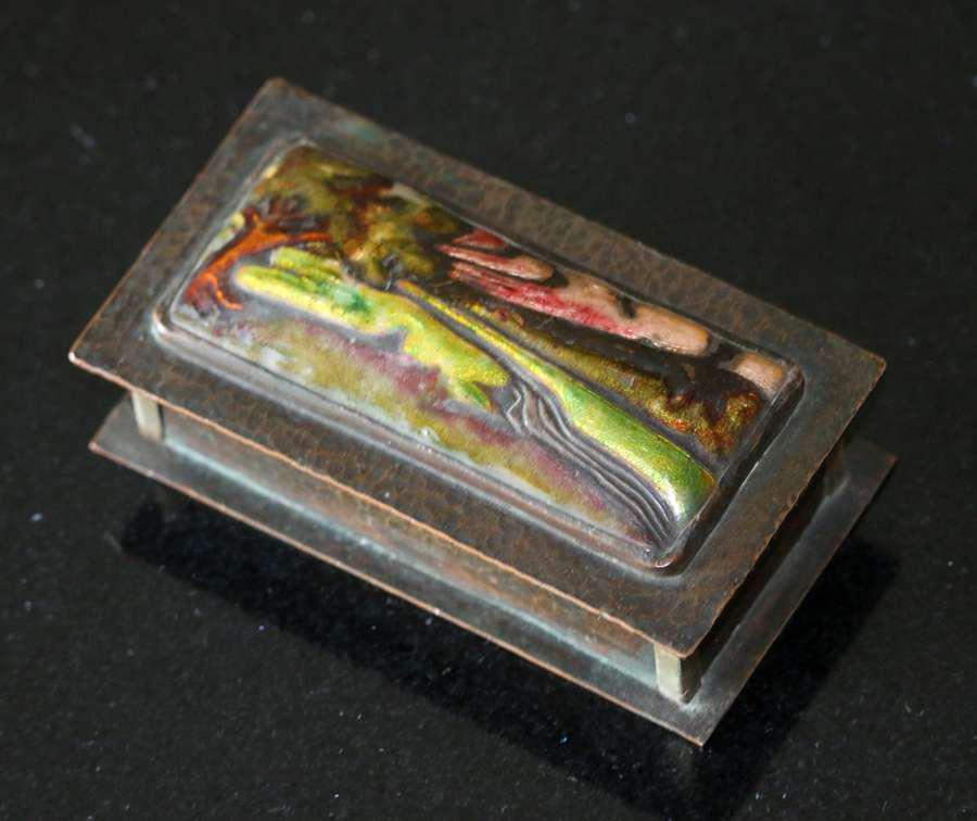 Boston A&C Enamel Hammered Copper & Silver Box c1905 (1 of 4)