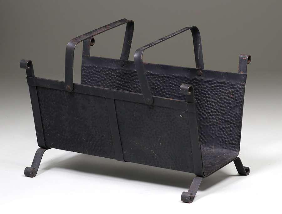 Arts & Crafts Hammered Copper & Iron Log Holder c1920 (1 of 1)