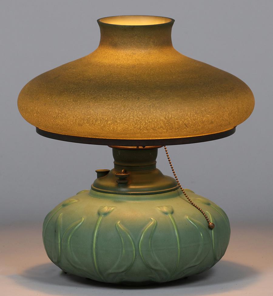 Hampshire Pottery Matte Green Lamp Handel Shade c1910 (1 of 5)