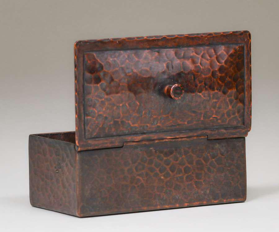 Gustav Stickley Hammered Copper Stamp Box c1910 (1 of 3)