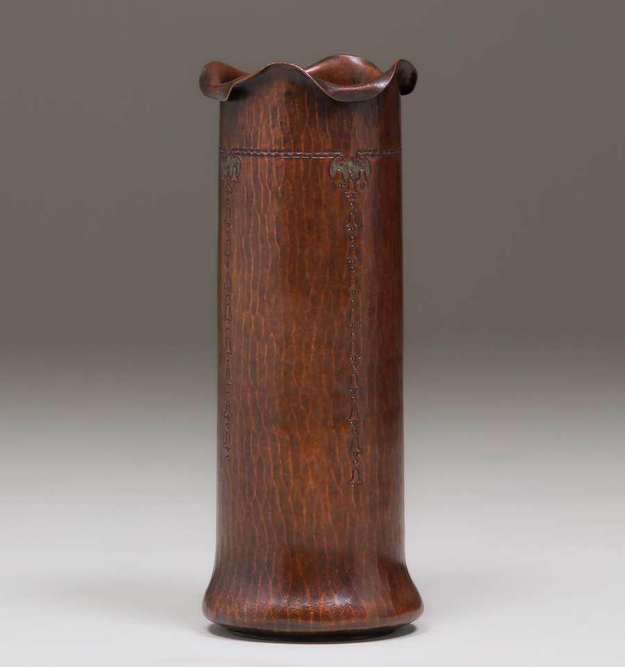 Roycroft Hammered Copper Bellflower Cylinder Vase (1 of 4)