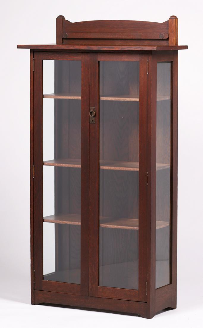 Tall Stickley Brothers Narrow Two-Door China Cabinet (1 of 3)