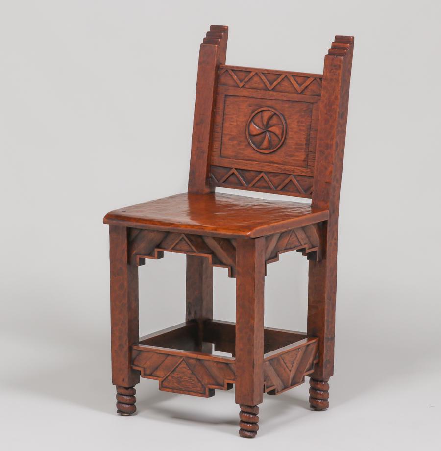 Navajo WPA Hand-Carved New Mexican Side Chair c1930s (1 of 5)