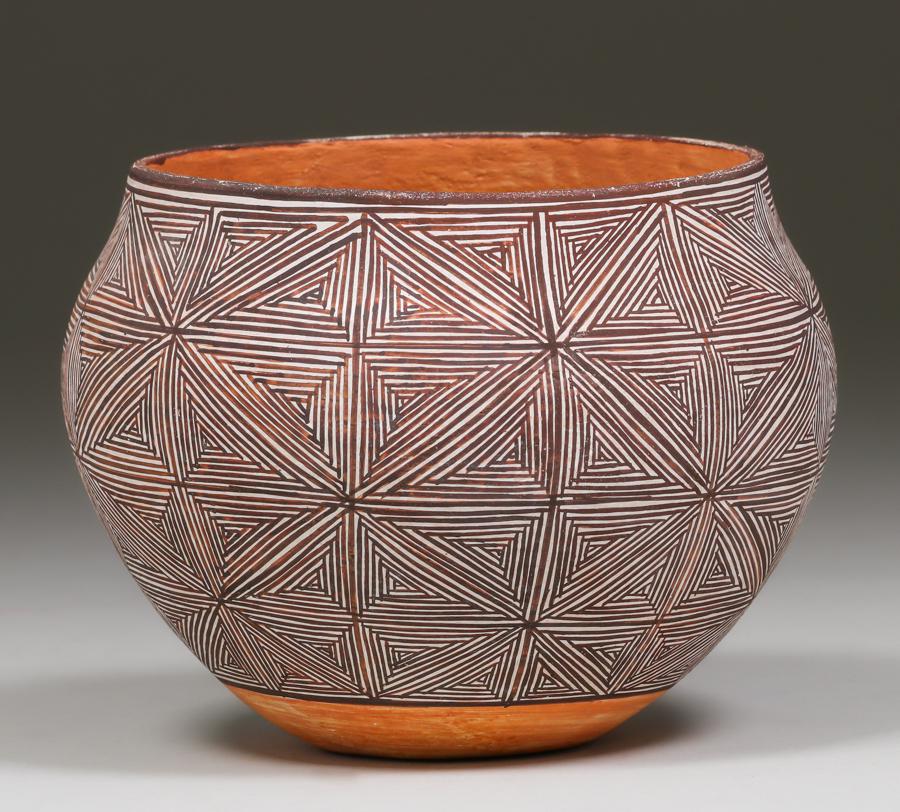 ACOMA FINE-LINE POLYCHROME OLLA by P PASQUAL, ca. 1970 (1 of 3)