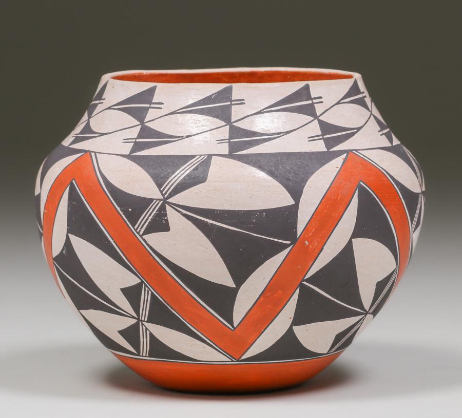 ACOMA POLYCHROME RED ZIGZAG OLLA by KAREN CHINO (1 of 3)
