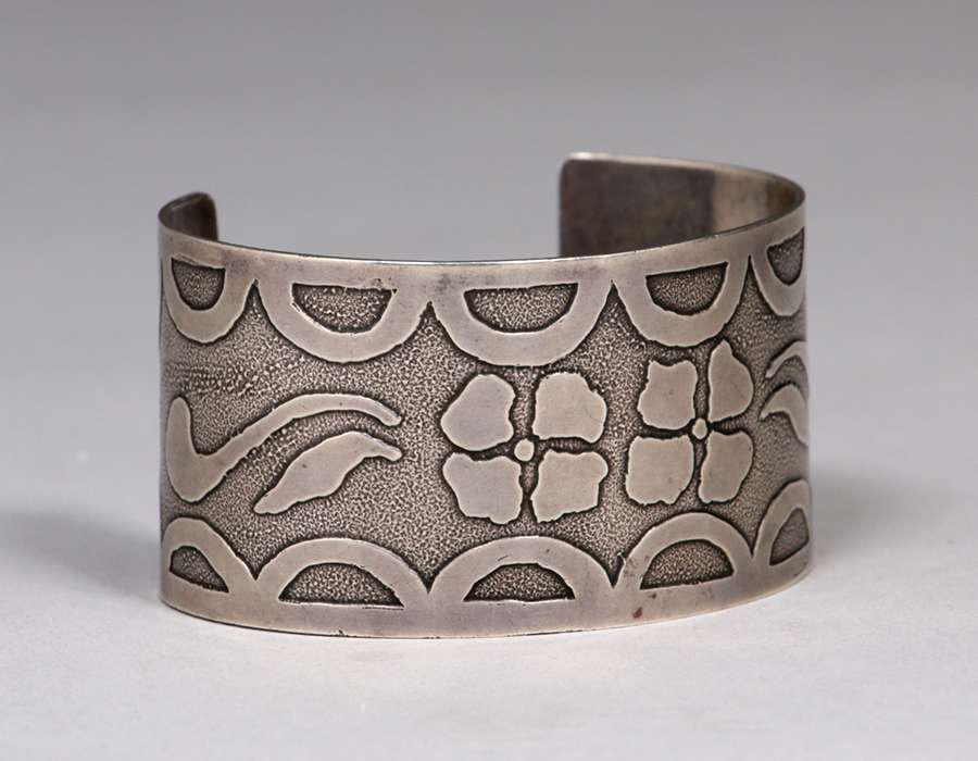Arts & Crafts Sterling Silver Acid-Etched Bracelet (1 of 3)