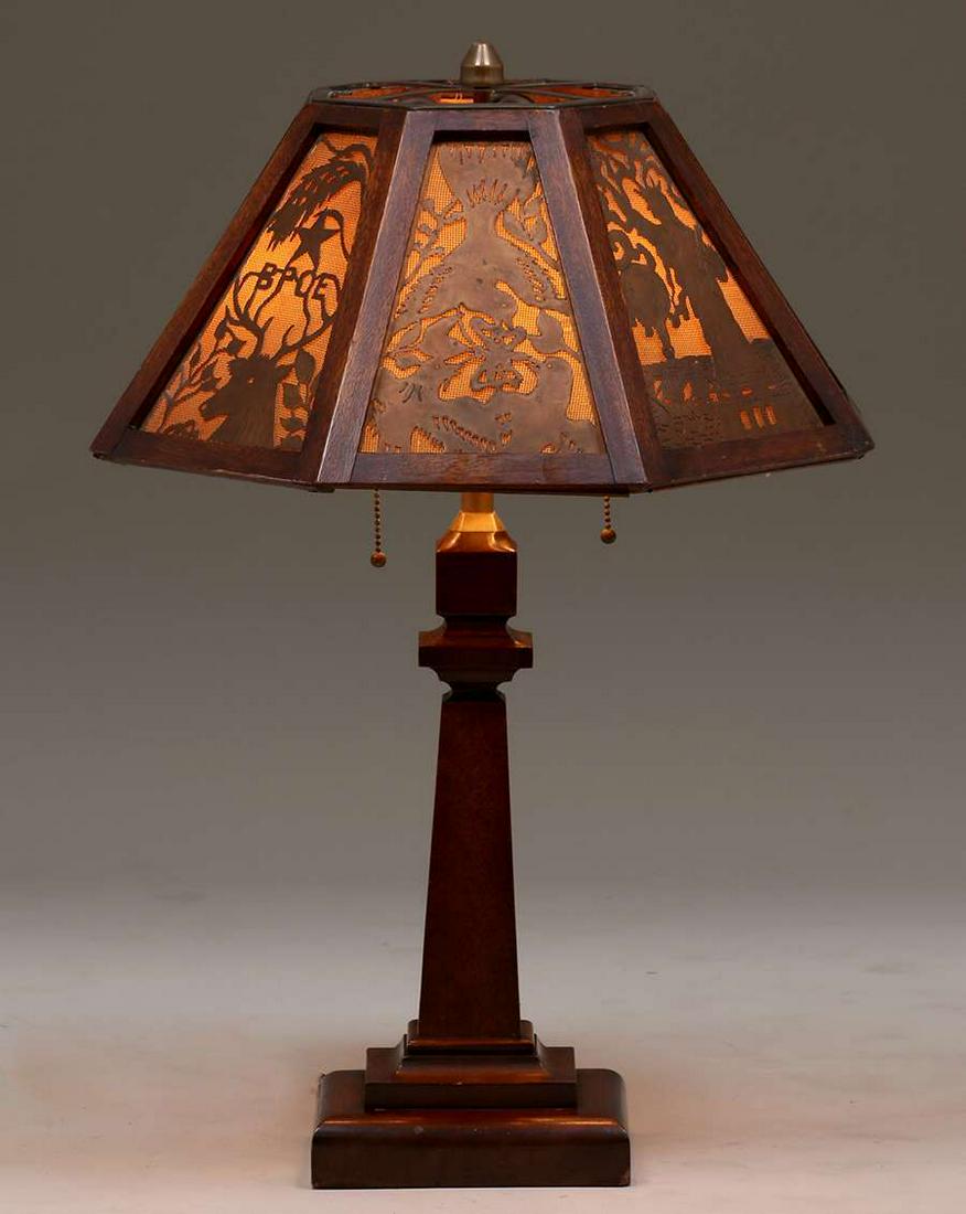 American Elks Lodge Arts & Crafts Eight-Panel Lamp (1 of 5)