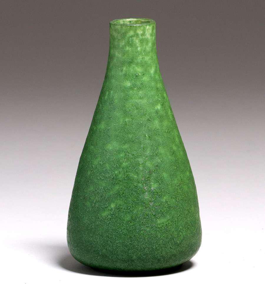 Grueby Pottery Matte Green Tapered Vase c1910 (1 of 2)