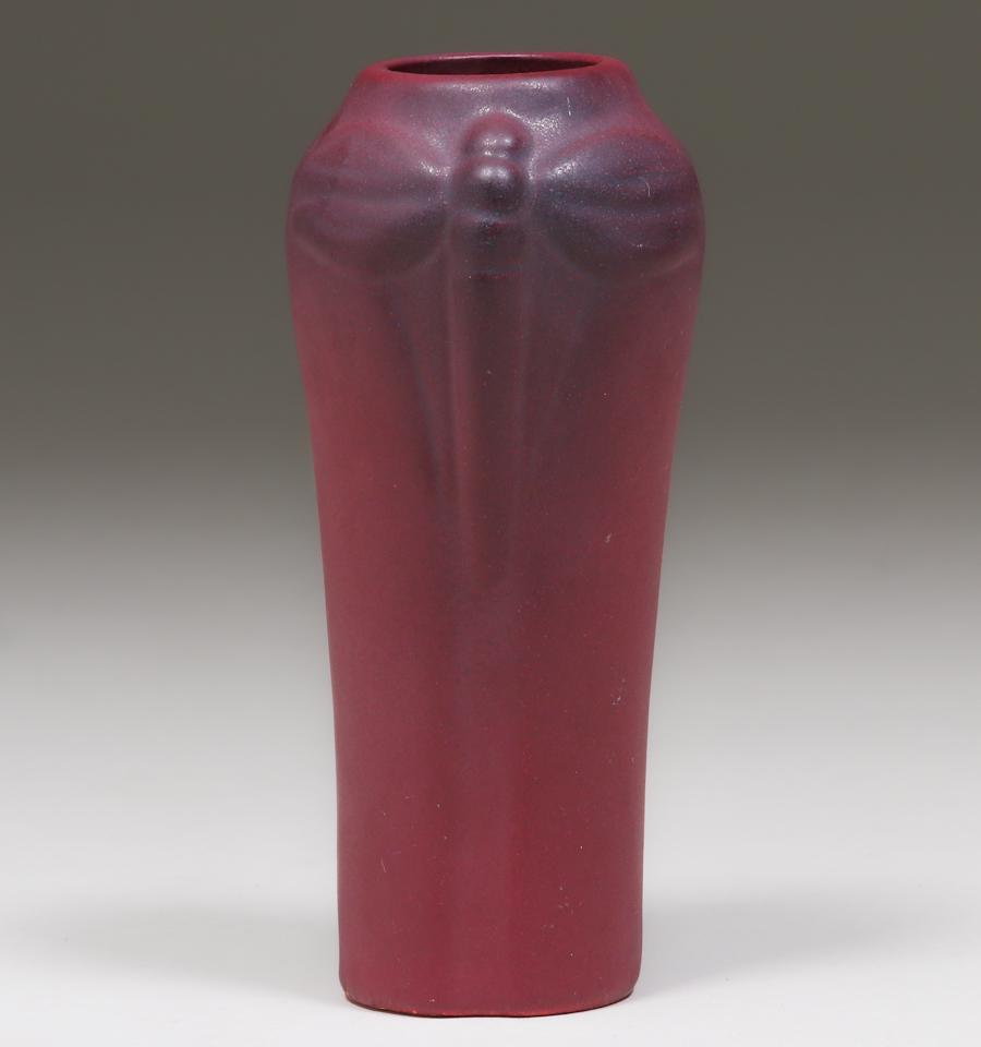 Van Briggle Perisn Rose Dragonfly Vase c1920 (1 of 4)