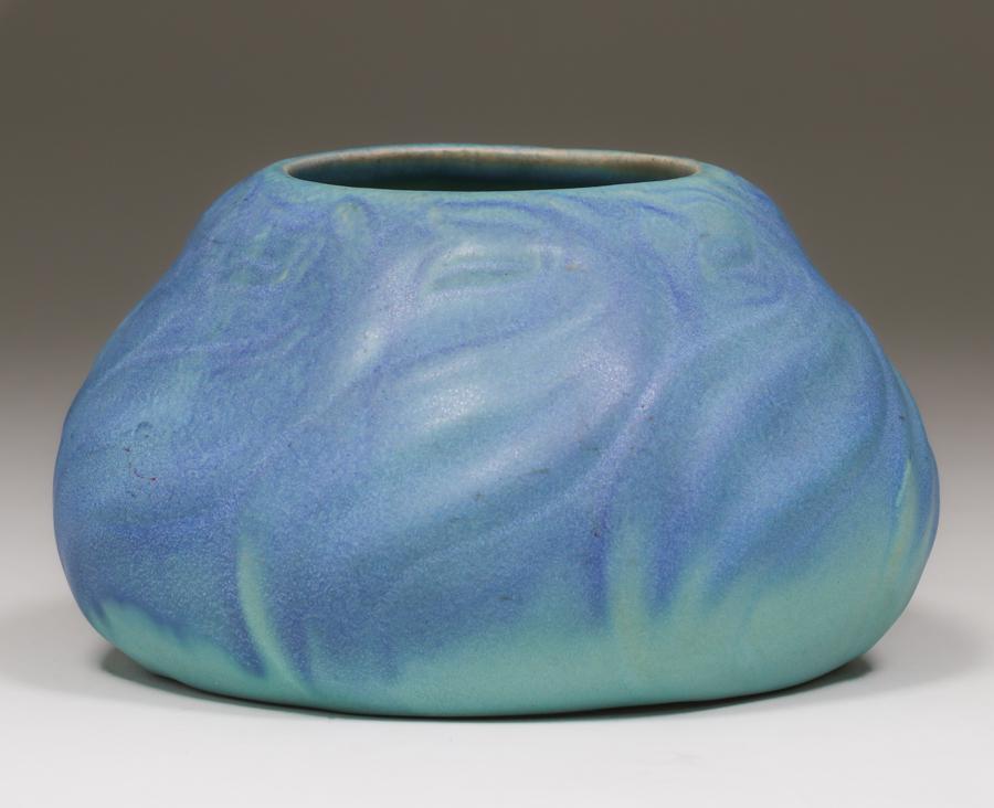 Van Briggle Matte Turquoise Squat Vase c1920s (1 of 3)