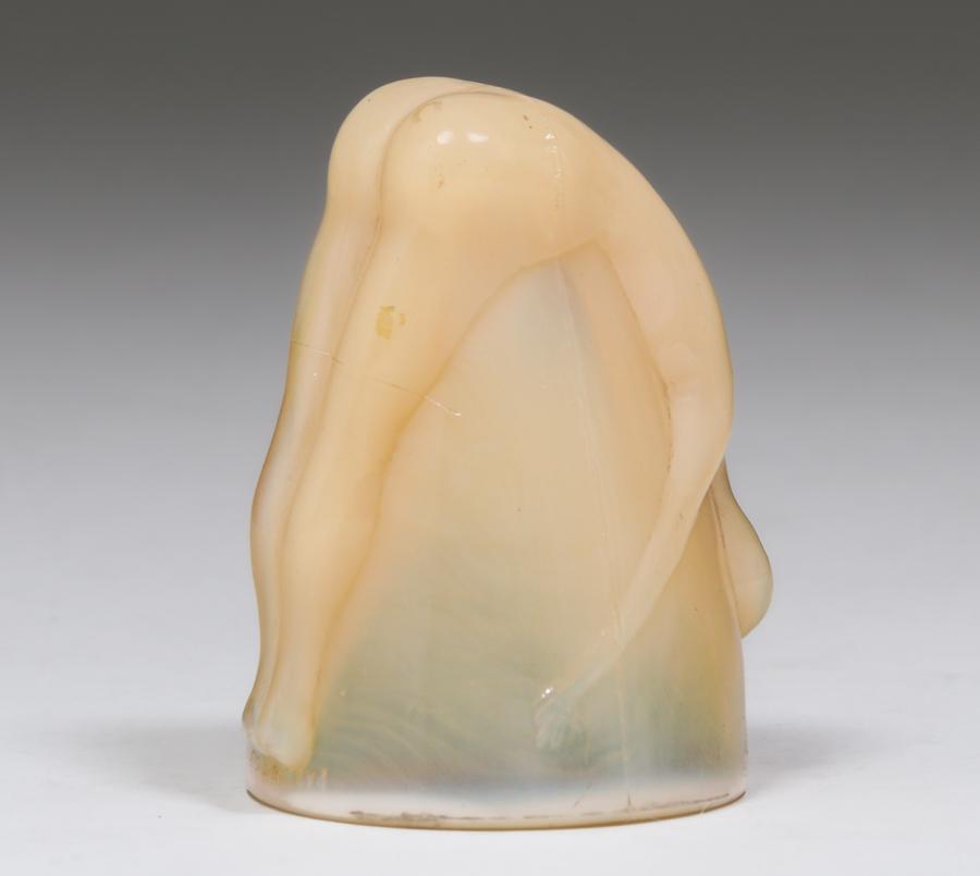 French Art Nouveau Figural Shot Glass c1910: French Art Nouveau Figural Shot Glass c1910. Unsigned. Firing line across legs. 3.25"h x 2.5"d. Spend $5000 or more at this auction and all of your SHIPPING IS FREE within the lower 48 states. SHIPPIN