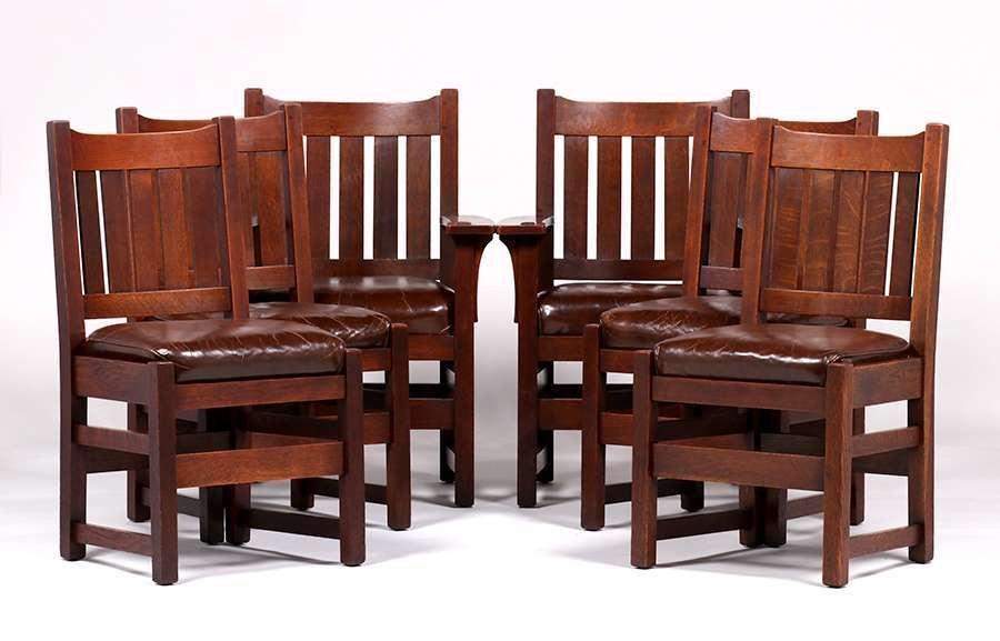 Set of 6 L&JG Stickley U-Back Dining Chairs c1908-1912 (1 of 7)
