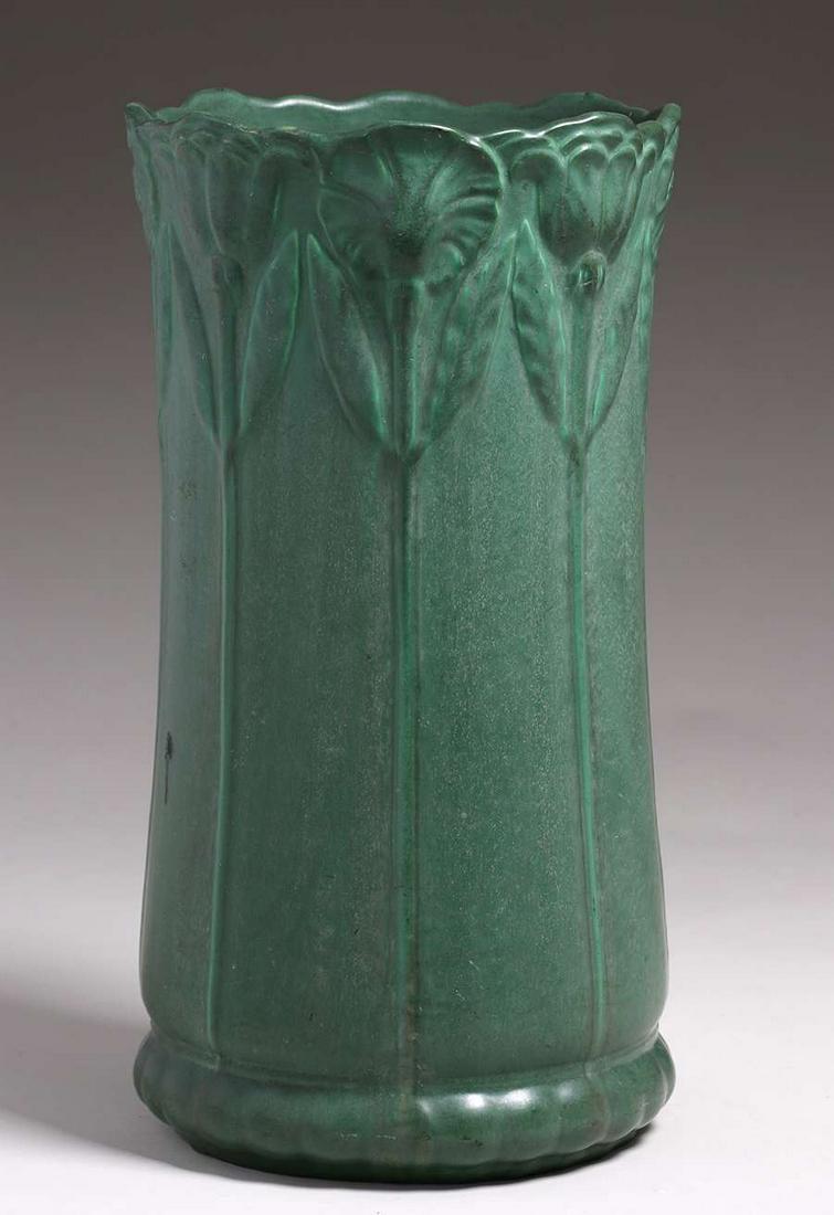 Weller Pottery Matte Green Umbrella Stand c1911 (1 of 2)