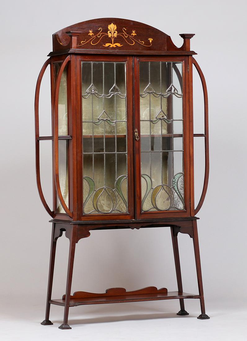 Art Nouveau Leaded Glass Etagere Cabinet c1905 (1 of 2)