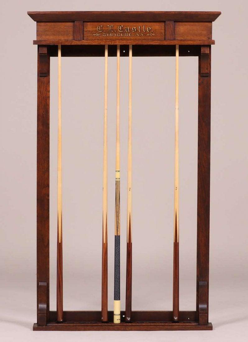 C.L. Castle - Syracuse, NY Oak Billiard Cue Rack c1910 (1 of 3)