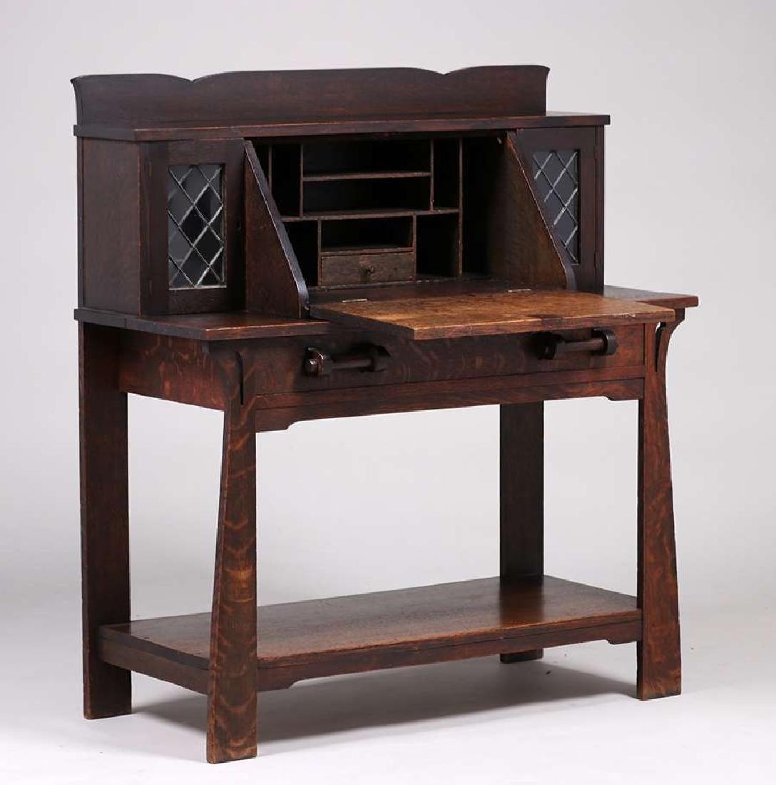 Shop of the Crafters Leaded Glass Drop Front Desk c1905 (1 of 2)