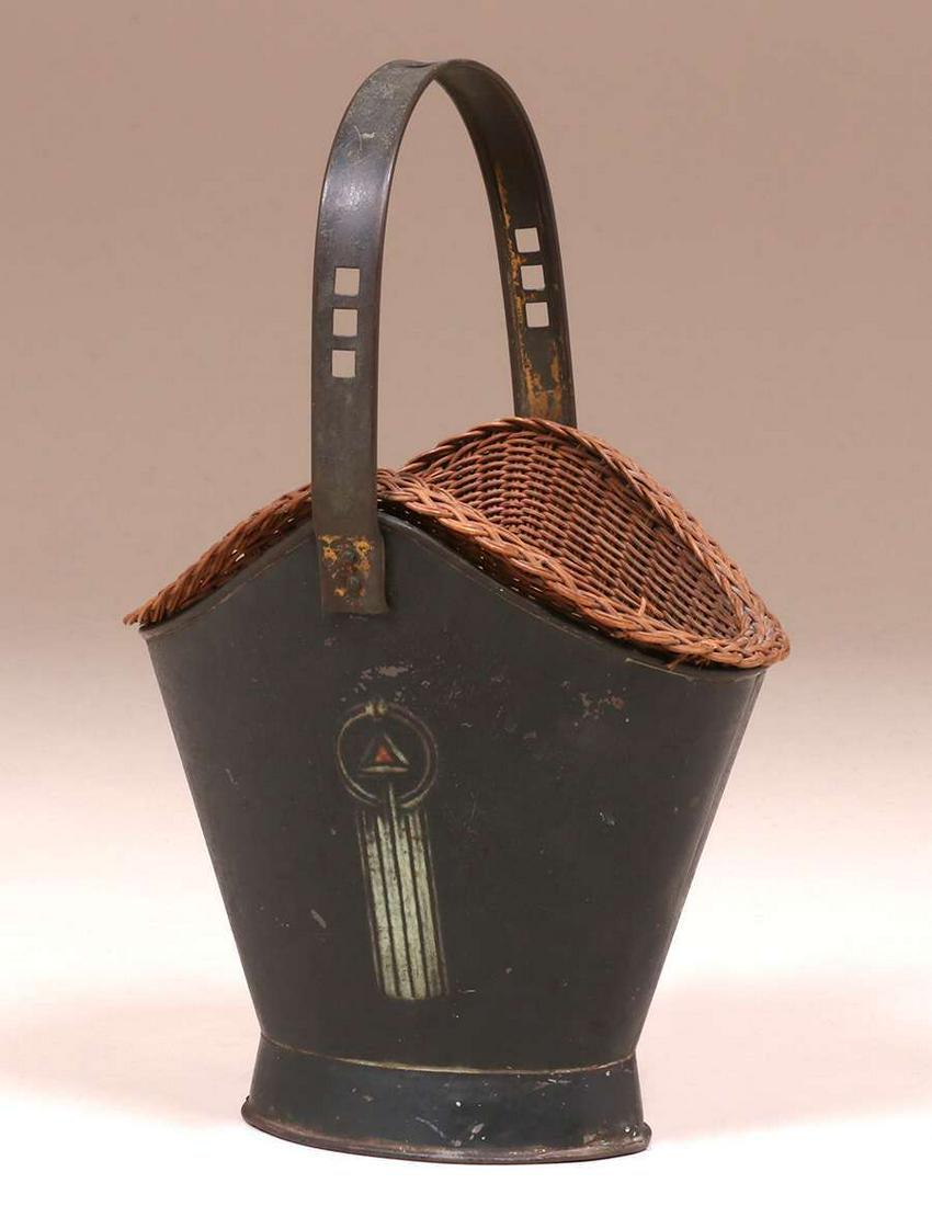 German Secessionist Cutout Painted Metal Basket c1910 (1 of 3)