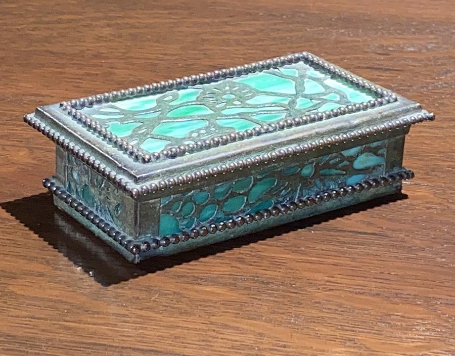 Riviere Studios Bronze Overlay Stamp Box c1910 (1 of 4)