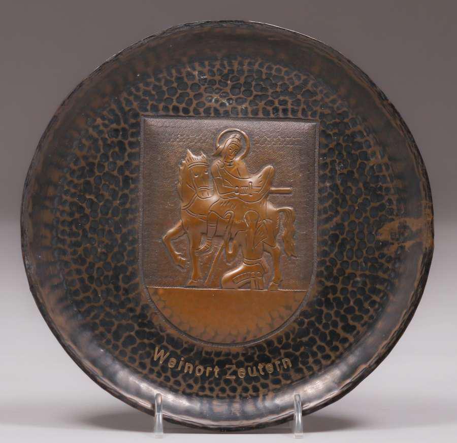 Weinort Zeutern German Hammered Copper Tray c1910 (1 of 3)