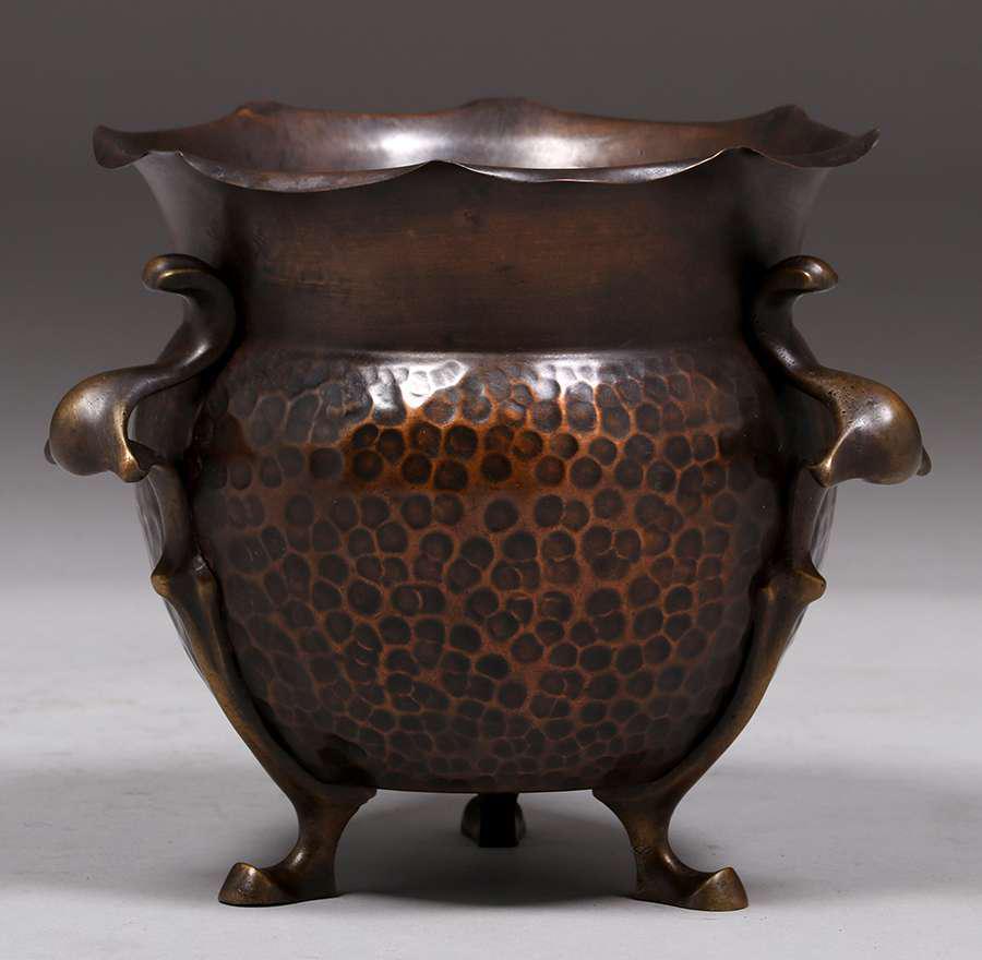 William Soutter Hammered Copper & Brass Jardiniere (1 of 3)