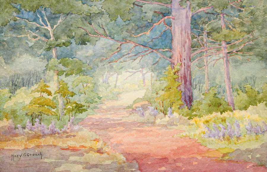 Mary Crete Crouch Watercolor Forest Path c1920 (1 of 5)