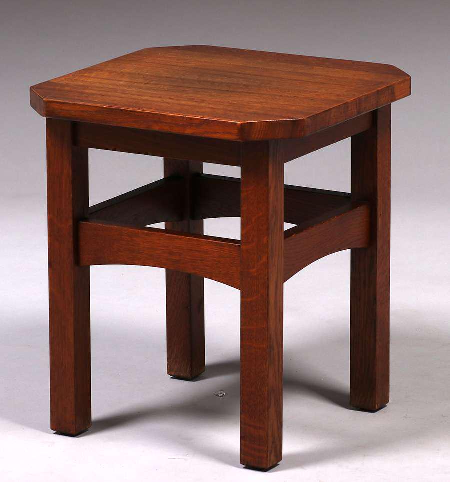 L&JG Stickley Clip-Corner Taboret c1910 (1 of 3)