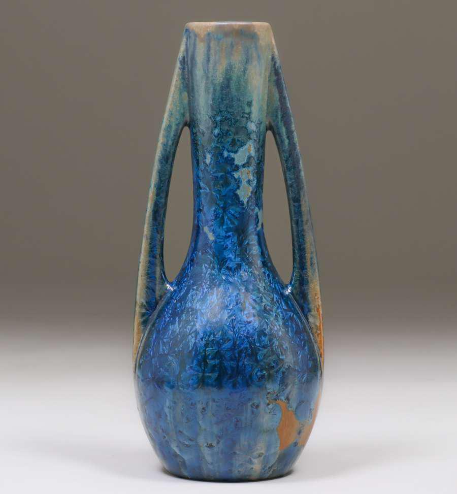 Pierrefonds Blue Crystalline Two-Handled Vase (1 of 3)
