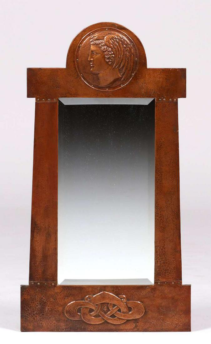 Liberty & Co - London Hammered Copper Mirror c1905 (1 of 4)