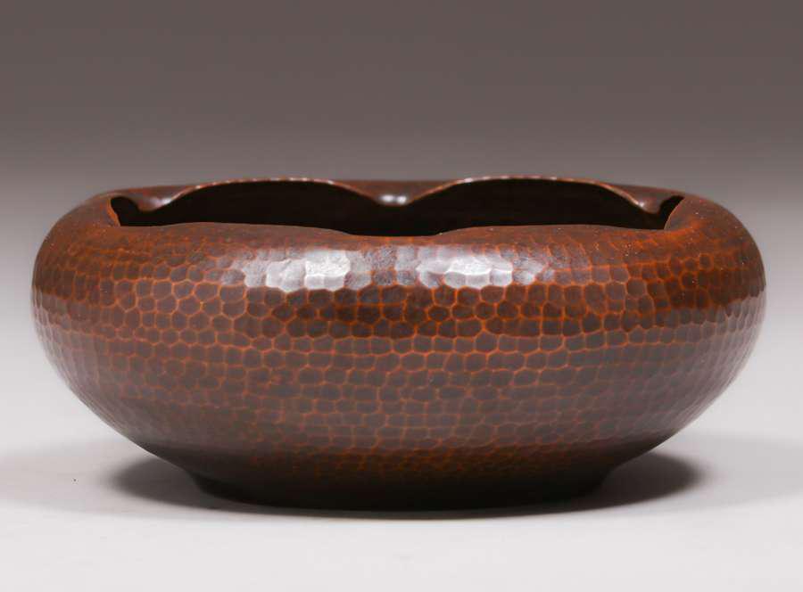 Roycroft Hammered Copper Ruffled Rim Bowl c1920s (1 of 4)