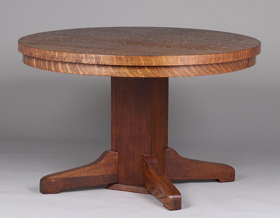 Small Mission Oak Dining Table with 2 leaves c1910 (1 of 5)