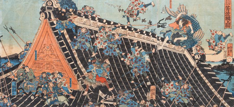 Antique Japanese Woodblock Triptych Print (1 of 7)