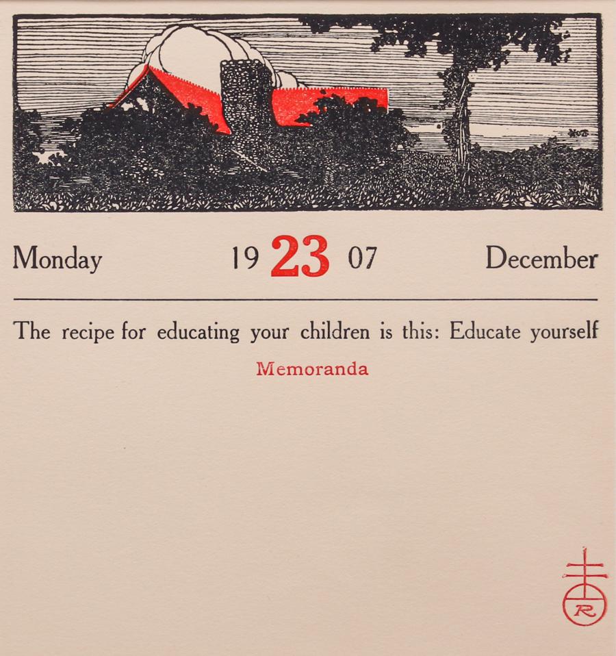 Roycroft Framed Calendar Motto December 23, 1907 (1 of 4)