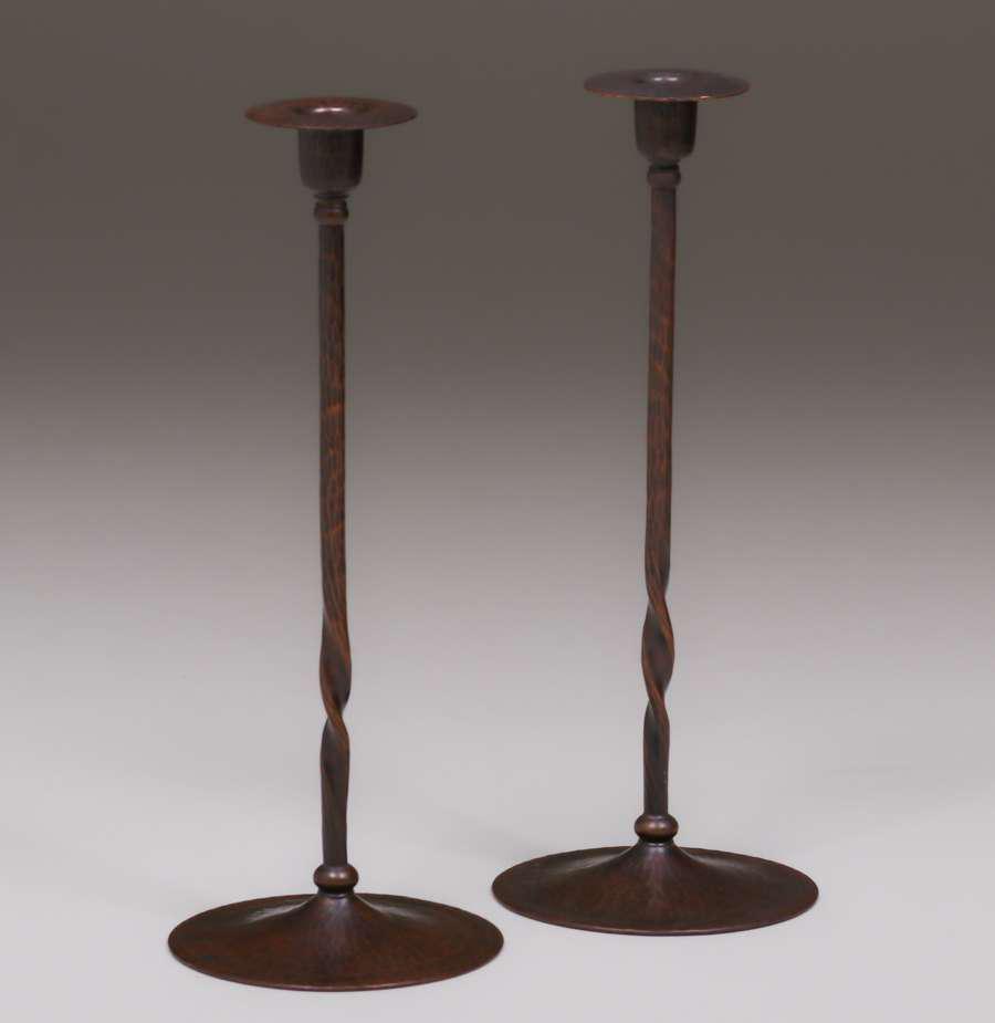 Tall Roycroft Hammered Copper Candlesticks c1920s (1 of 3)