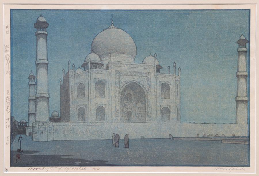 Hiroshi Yoshida Woodblock Moonlight of Taj Mahal c1931 (1 of 8)