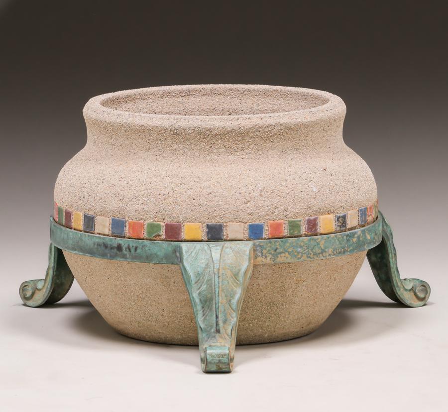 Hillside Pottery Cement & Tile Garden Urn c1920s (1 of 6)